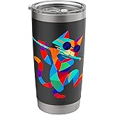 Funny Cat Wearing Sunglasses Playing Flute Music Musician Stainless Steel Insulated Tumbler