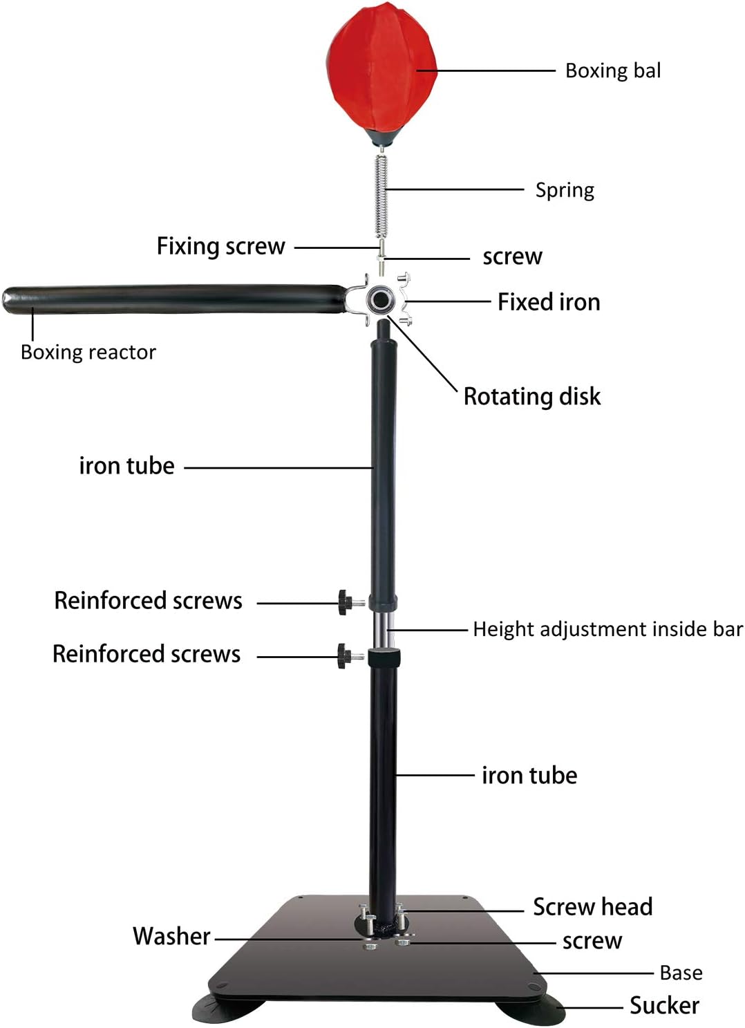 INNOLIFE Free Standing Boxing Spinning Bar Punching Speed Training Equipment Burn Calories Reflex Ball Adjustable Height : Sports & Outdoors