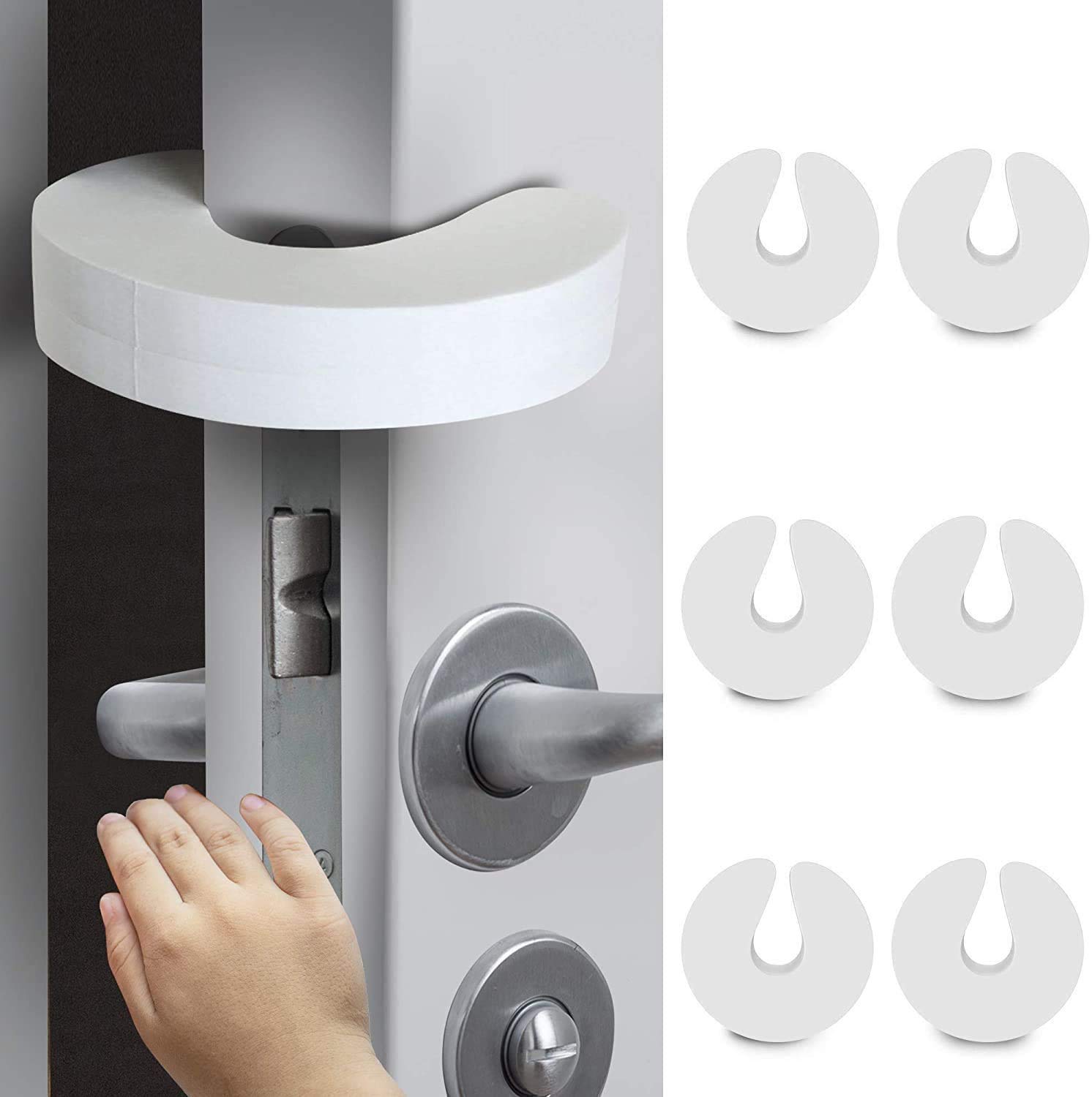 Photo 1 of Door Pinch Guard ?6 Pack? Baby Door Slam Stopper, Soft Foam Door Stopper. Prevents Finger Pinch Injuries, Slamming Doors, and Child or Pet from Getting Locked in Room