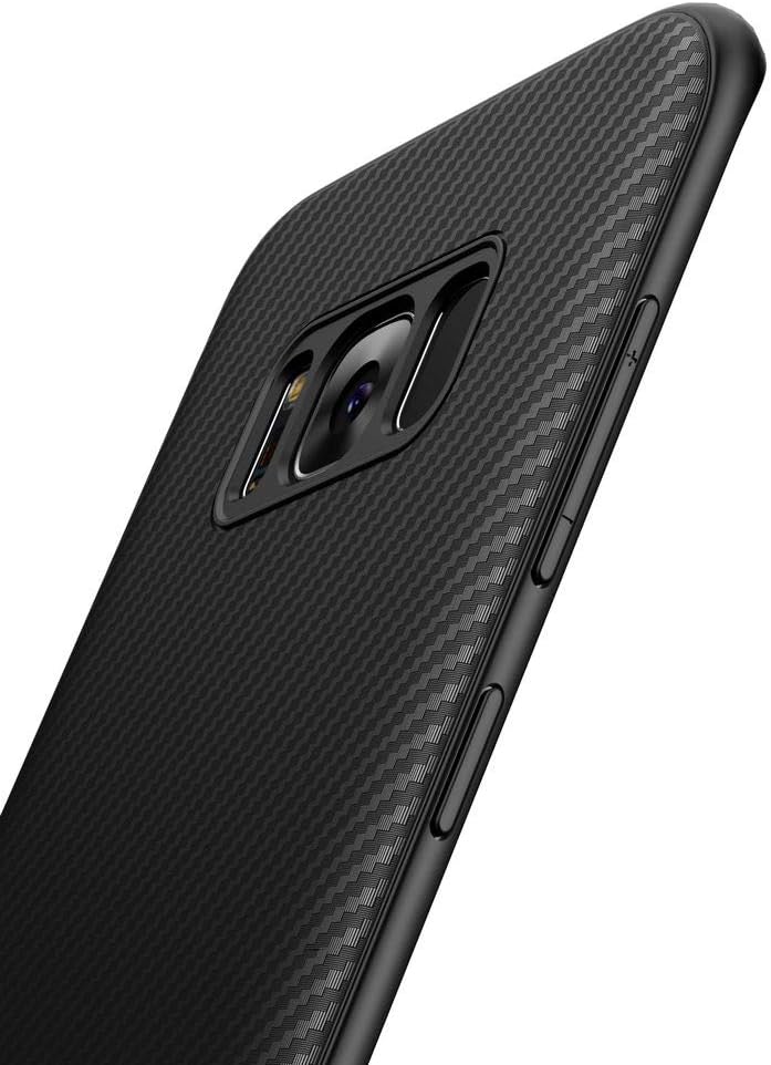 LERMX Samsung Galaxy S8 Case [Carbon Fiber Texture Design] Slim Fit Matte Finish Galaxy S8 Phone Case,Flexible TPU Resilient Shock Absorption S8 Cover – Matte Black