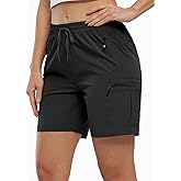BASUDAM Women's Athletic Shorts Quick Dry Cargo Lightweight Zipper Pockets Summer Outdoor Hiking Running