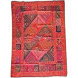 Mogul Tapestry Headboard Banjara Mirror Artisan Red Bohemian Wall Hanging Throw 90X 80