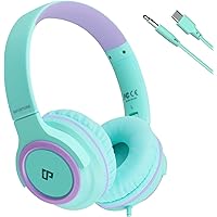 Picture of INFURTURE CH2 Kids USB C/3.5mm Headphone for Children Boys Girls, Volume Limit 94dB, On Ear Headphones,Wired Headphones for Teens School, Travel, for Cellphones, Tablets, PC, Kindle(Green)