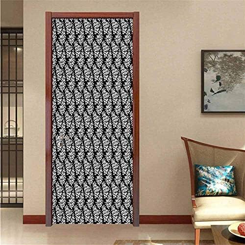 Black and White,3D Wallpaper DIY Art Fish Scale Leaves for Kids Home Office Decor W17.1xH78.7