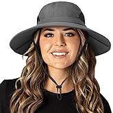 DRESHOW Women Sun Hat Outdoor UV Protection Hat Foldable Mesh Wide Brim Fishing Ponytail Beach Bucket Hats