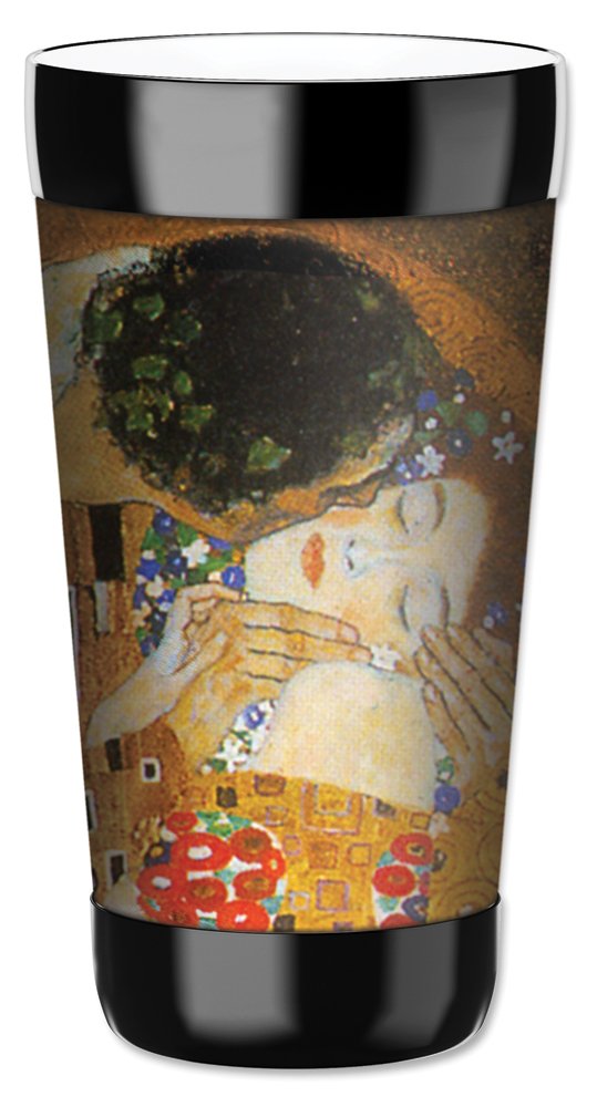 Mugzie 16 Ounce Travel Mug - Drink Cup with Removable Insulated Wetsuit Cover - Klimt: The Kiss