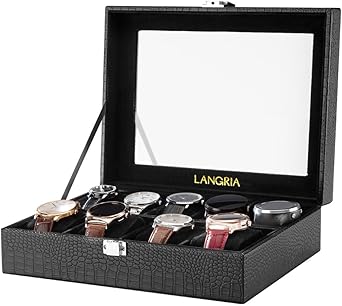 LANGRIA Caja para Relojes en Piel Cocodrilo Sintética de 9 ...