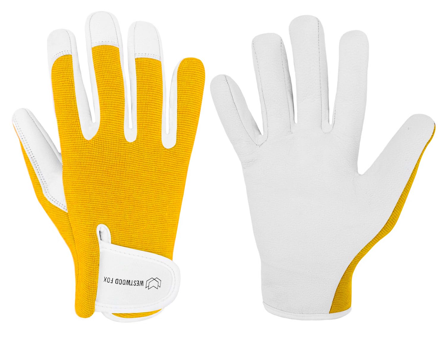 WESTWOOD FOX Ladies/Mens Leather Gardening Gloves Thorn Proof Rigger Garden work gloves, Safety Working Gloves, Premium Quality (Lemon Yellow, M)