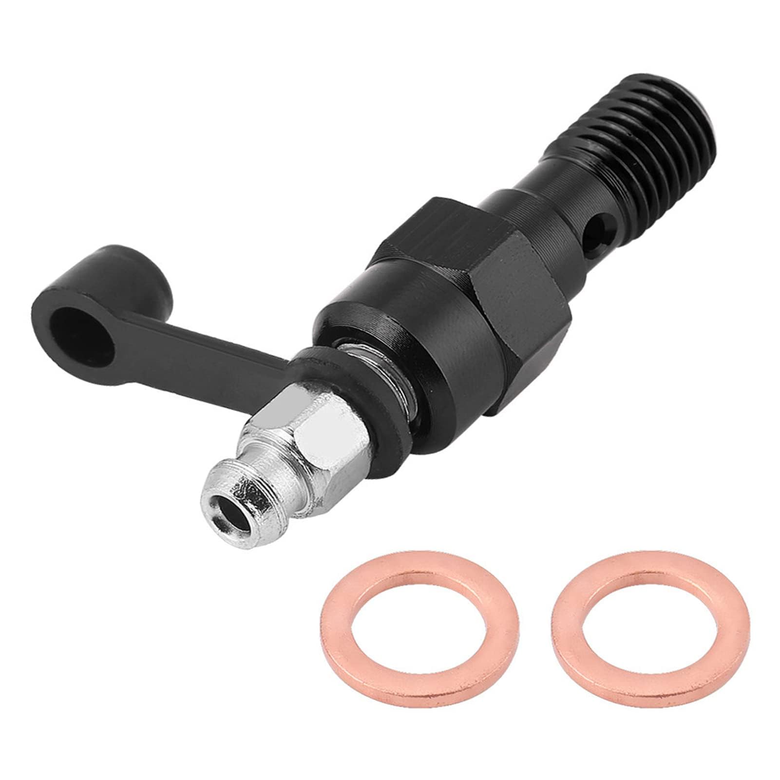 M10x1.0mm Motorcycle Brake Master Cylinder Caliper Bleed Screw Nipple Banjo Bolt and Dust Cap (Black)