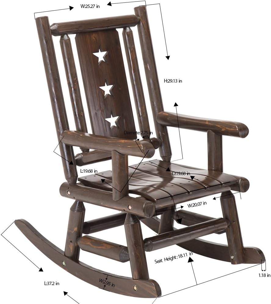 Djl Rustic Wooden Rocking Chair Patio Rocking Chair Heavy Duty Wood Patio Lawn Plus Size Furniture For Adults Amazon De Garten