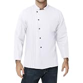 Poriff Unisex Chef Coat Lightweight Chef Jacket(XS-3XL) | Chef Coat Stretch Lightweight Chef Jacket Soft Black Chef Coat Men Long Sleeve Chef Uniform for Kitchen,Restaurant