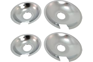 KITCHEN BASICS 101 Made in the USA 715877 and 715878 Replacement Range Cooktop Drip Pans for Jenn Air - Includes 2 6-Inch and 2 8-Inch Pans, 4 Pack