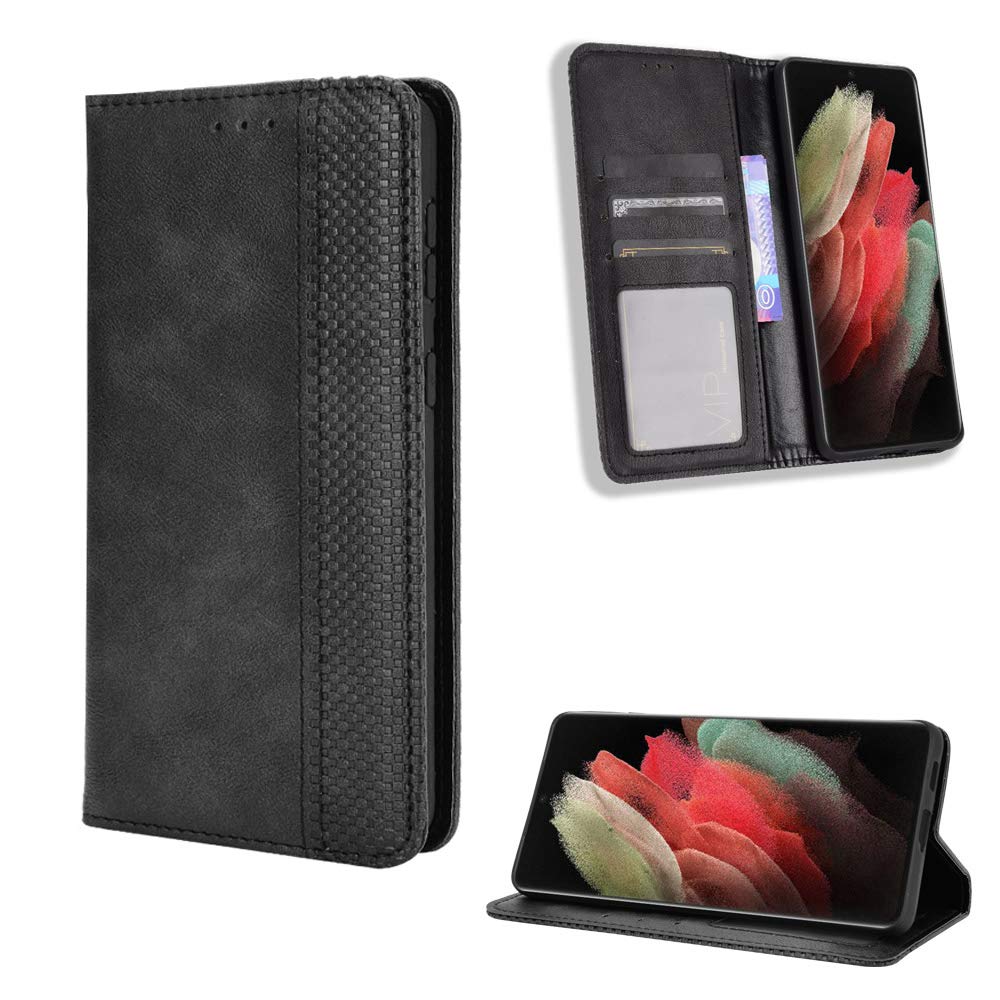 SHIEID Wallet Case for T-Mobile T Phone 5G Case, Flip Case for T-Mobile T Phone 5G Retro Style Wallet Magnetic Cover, Case Wallet PU Leather Phone Cover for T-Mobile T Phone 5G, Black