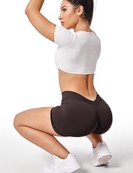 YEOREO Workout Scrunch Shorts Women V Back Gym Butt