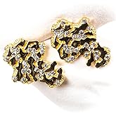 Solid 14K Yellow Gold Plated 925 Sterling Silver Men’s Diamond Cut Stud Cz Screw Back Post Retro 90's Hip Hop Iced Cubic Zirconia Solid Nugget Earrings For Men