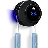 LXIANGN Toothbrush Holders Cleaner & Dryer for Bathroom,Wall Mounted Toothbrush Holder Case with LED Smart Screen,Toothbrush Cleaner with Auto Inductive Open/Close Cover for Home Travel (Black)