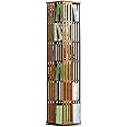 SAFEDELOCK 360 Rotating 6-Shelf Modern Bamboo Corner Bookshelf for Small Spaces, Bedroom, Living Room