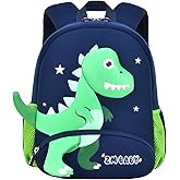 Bansusu Dinosaur Anti-lost Backpack for Boys Kindergarten Preschool Bookbag with Safety Leash, Toddler Boys Backpack Daycare Bag, B-Dark-blue+Green