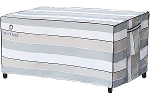 WJ-X3 Patio Table Covers, Outdoor 600D Heavy Duty Waterproof UV Resistant Dining Table Cover, 82"x44"x28", Striped