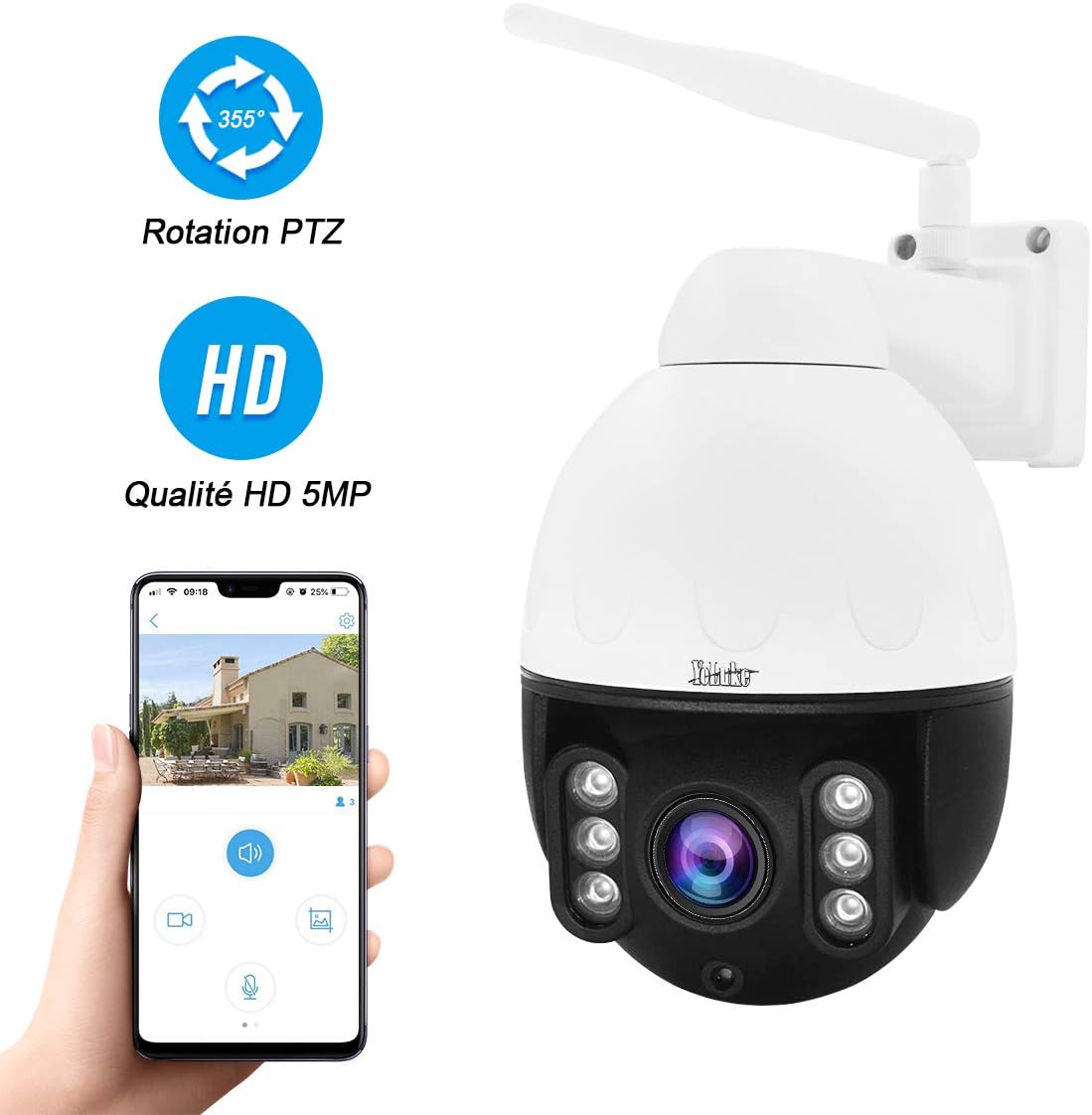 PTZ WIFI IP Camera 5MP Outdoor, HD Mini High Speed Dome Camera,4X