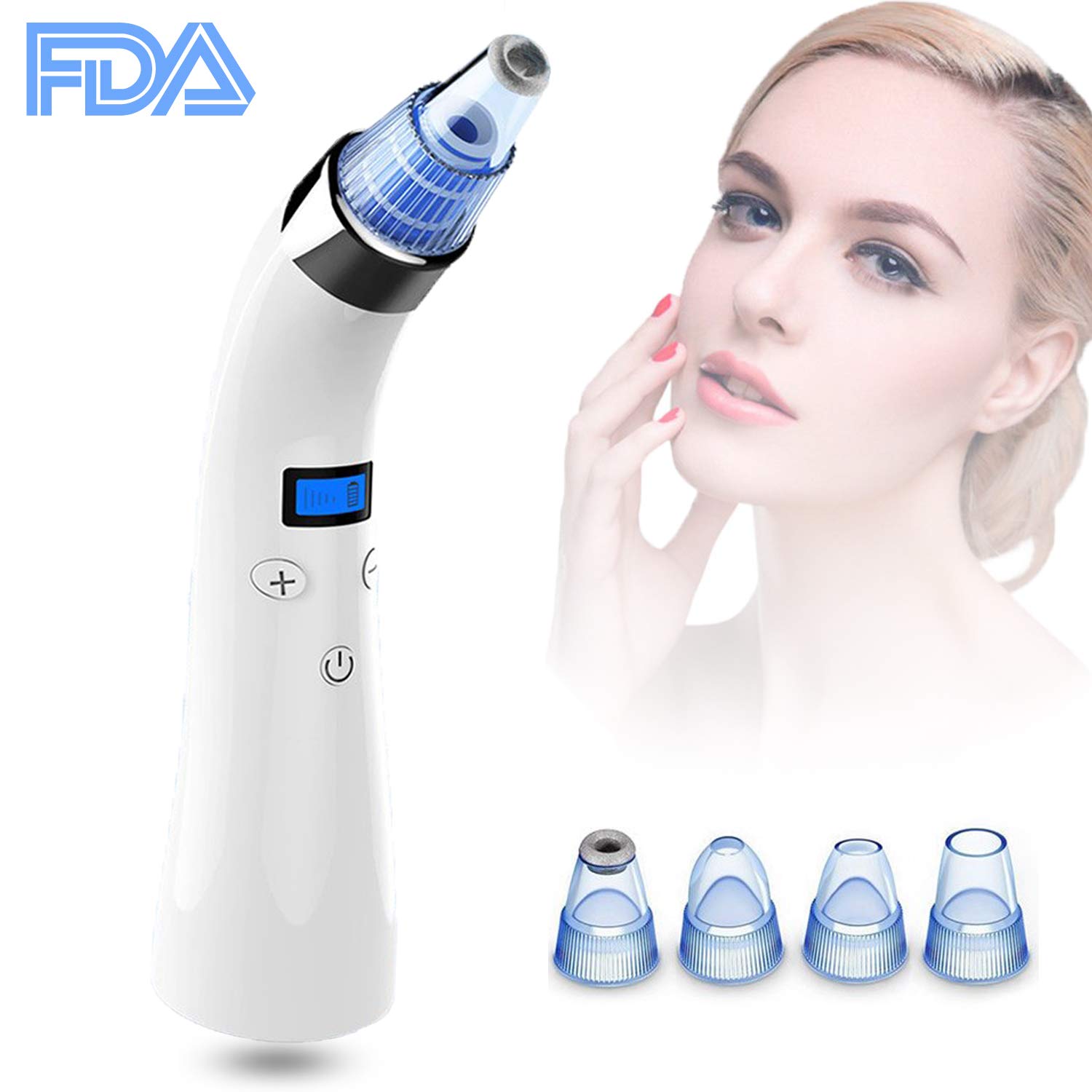 Electric Blackhead Remover -Wivarra Vacuum Blackhead Suction USB Rechargeable Extractor Tool with 4 Multi-Functional Probe,Microdermabrasion Comedone Machine for Acne and Facial Pore Clean