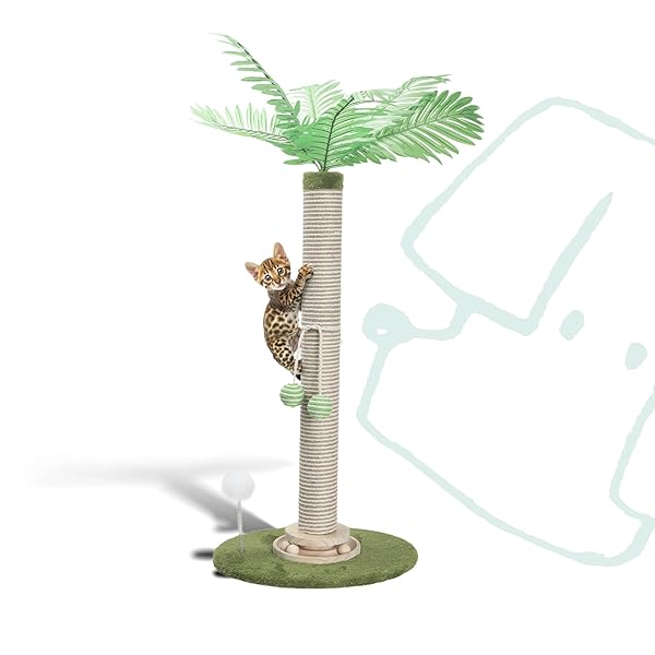 POMESEA CAT SCRATCHING POST 34 INCH WITH ROTATING...