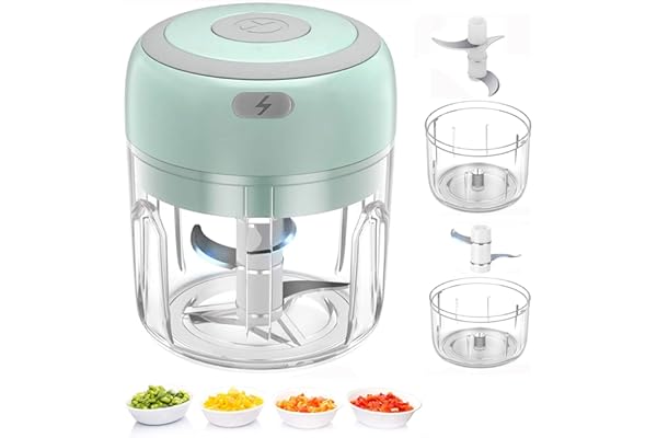 Electric Mini Food Chopper, Rechargable Small Food Processor for Garlic, Puree, Onion, Herb, Veggie, Ginger, Fruit Blender (2