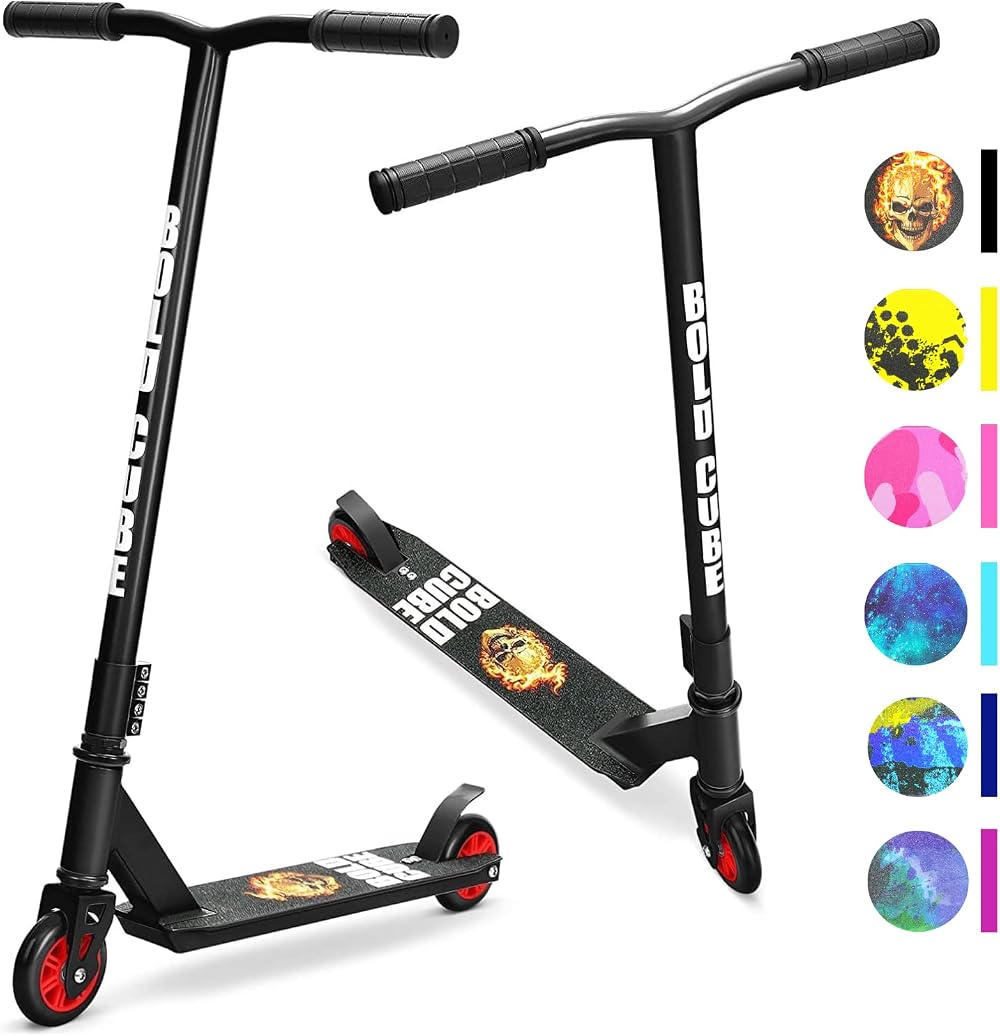 BOLDCUBE Stunt Scooter Black 8-12 Years Aluminium Deck ABEC 7 100mm