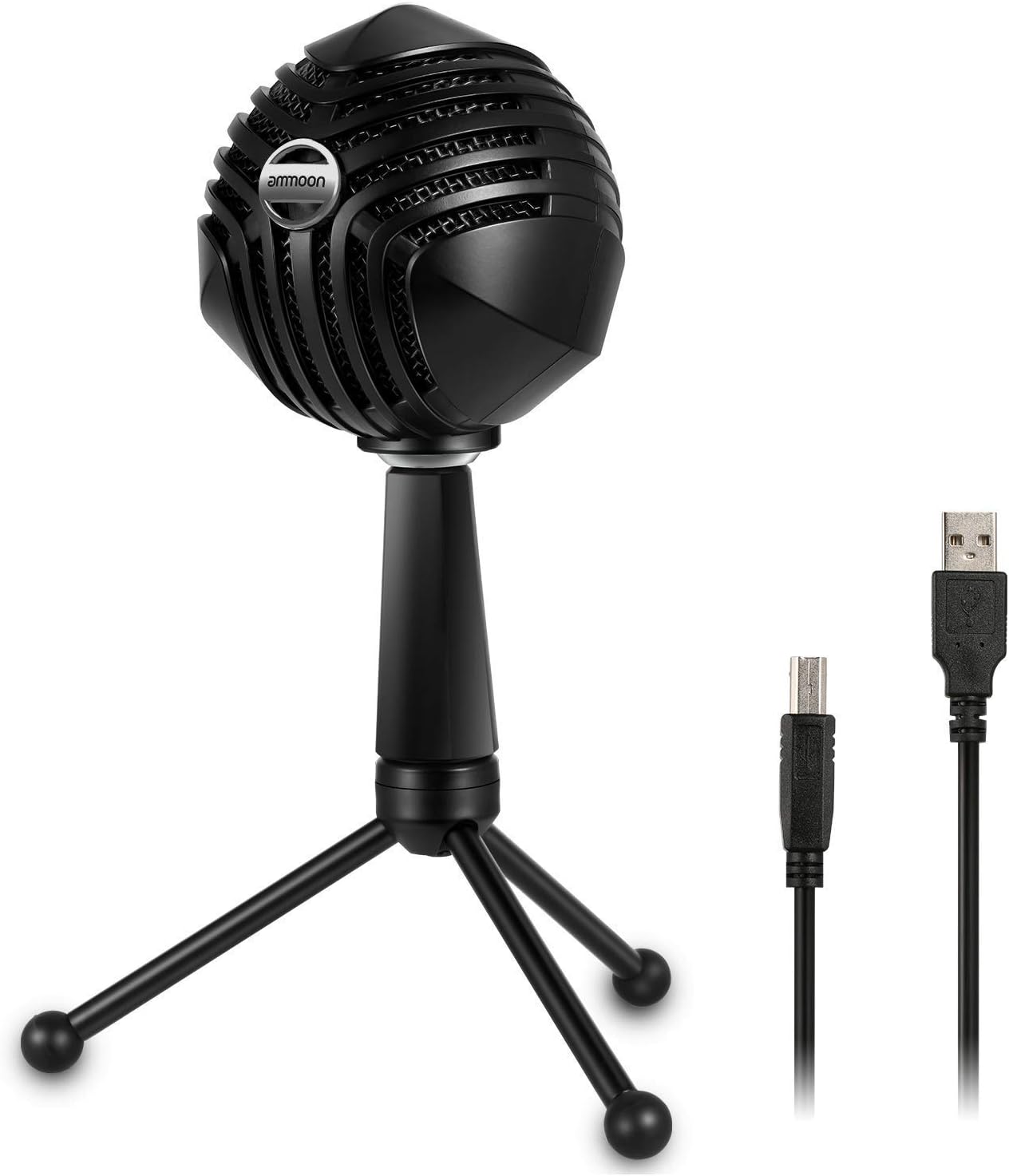 ammoon USB Microphone Computer Condenser Mic with Desktop Mini Metal Tripod Stand for Laptop PC Computer Playing Games, Studio Recording Vocals, Streaming Broadcast and YouTube Videos