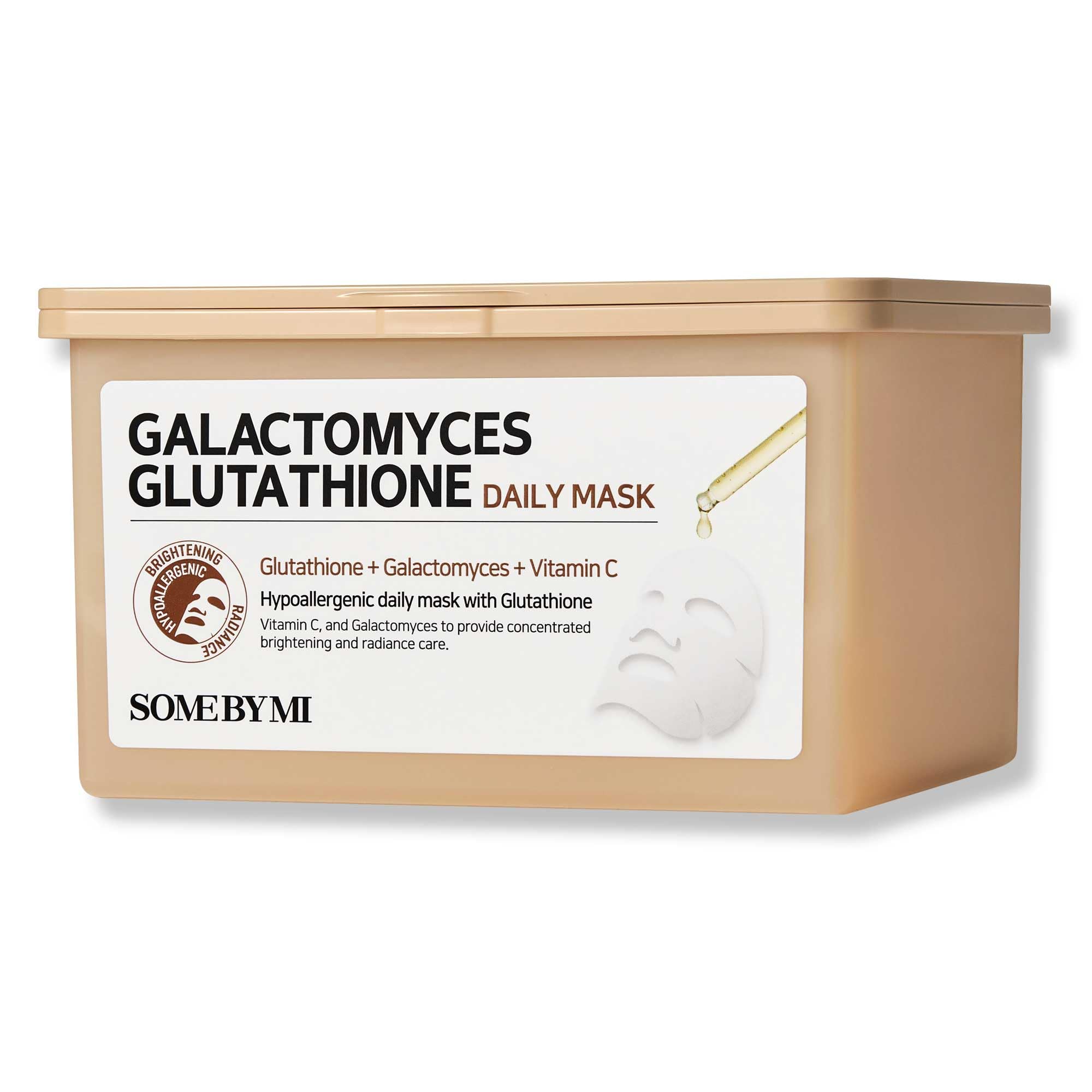 SOME BY MI Galactomyces Glutathione Daily Mask - 30 Sheets, 11.8Oz - Vitamin C Vegan Face Sheet Mask for Skin Brightening Routine - Skin Moisturizing and Glowing Care for Glass Skin - Korean SkinCare