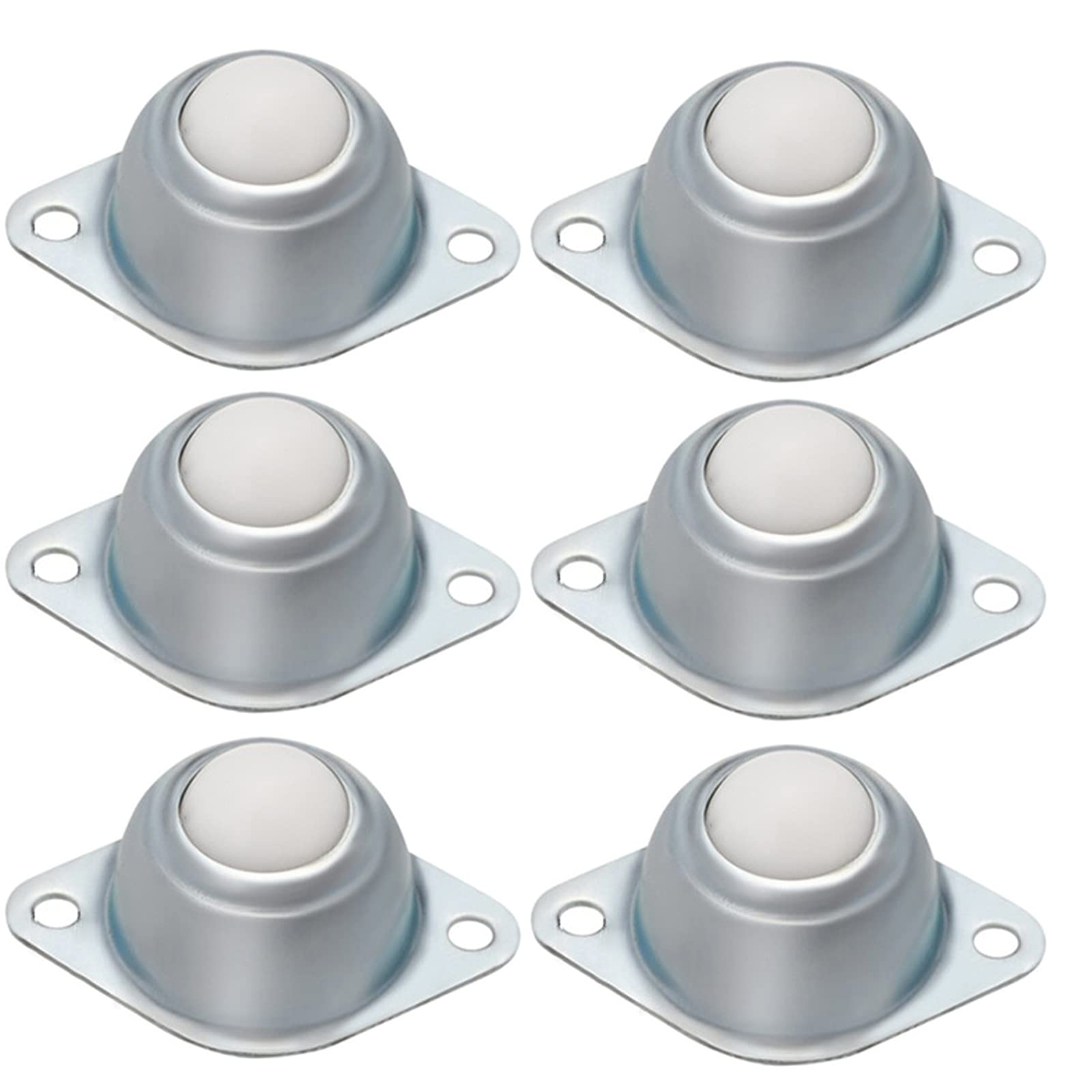 Yutou Ball Castors Small Nylon Furniture Wheels Transfer Bearing Ball Transfer Bearing Furniture Wheels Flat Ball Roller Ball Bearing with 2 Mounting Holes for Furniture Machines and Toys Pack of 6