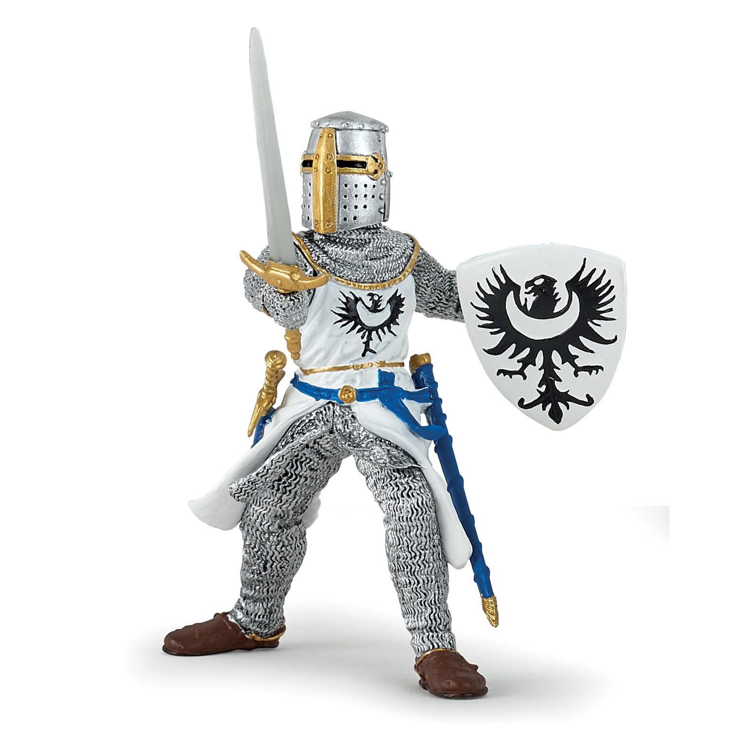 PAPO - White Knight with Sword - Realistic Figurine - for Ages 3+ - Medieval Fantasy Collection - Hand Painted - Highly Detailed - Durable and Educational - Gift Idea - Collectable - white knight