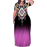 PinkPatty Plus Size Maxi Dress for Women Summer Casual Short Sleeve Tshirt Dresses with Pockets (XL-6XL)