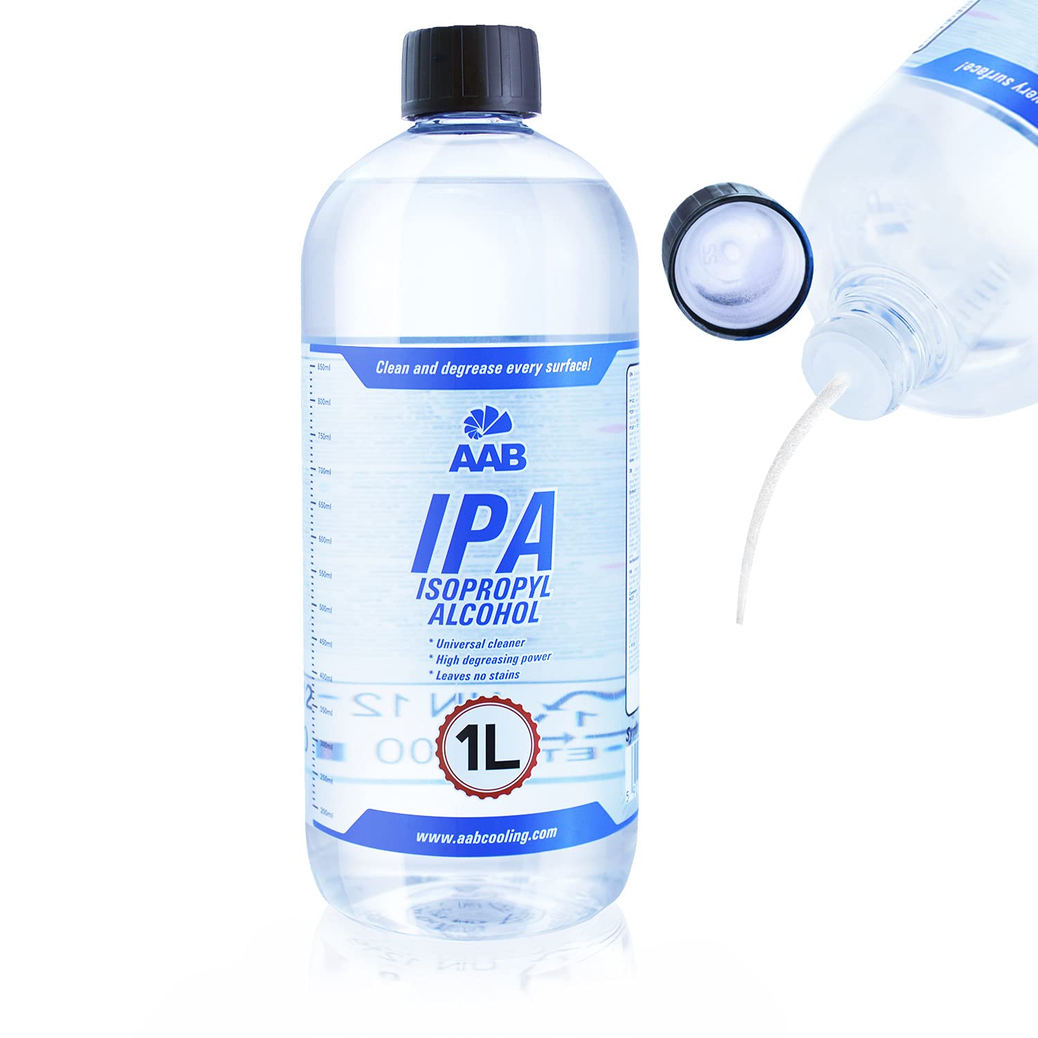 AABCOOLING IPA 1L - Isopropyl Alcohol 99 Precent, Very Efficient IPA Alcohol, Pure Alcohol for Everyday Use, Universal Isopropanol, Thermal Paste Remover, For Greases And Oils
