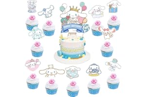CYNCOY 37 Pcs Birthday Cartoon Cake Topper and Cupcake Toppers Set, Cupcake Toppers Cake Decorations, Birthday Party Supplies for Anime Birthday Decorations (Cinna)