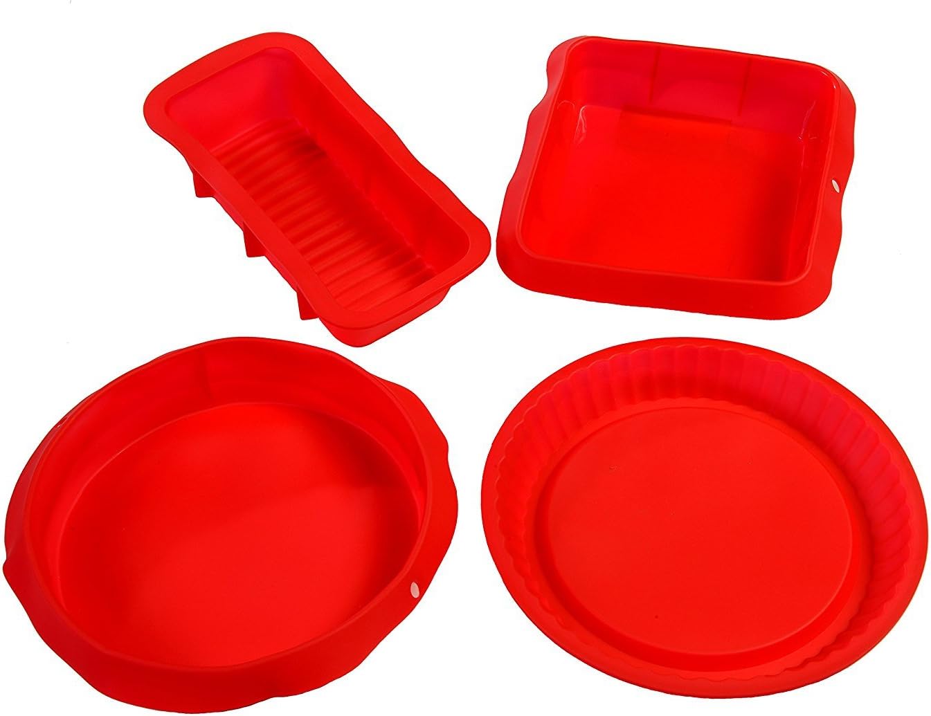 4 Piece Bakeware Set Flexible Red Silicone Nonstick Bake