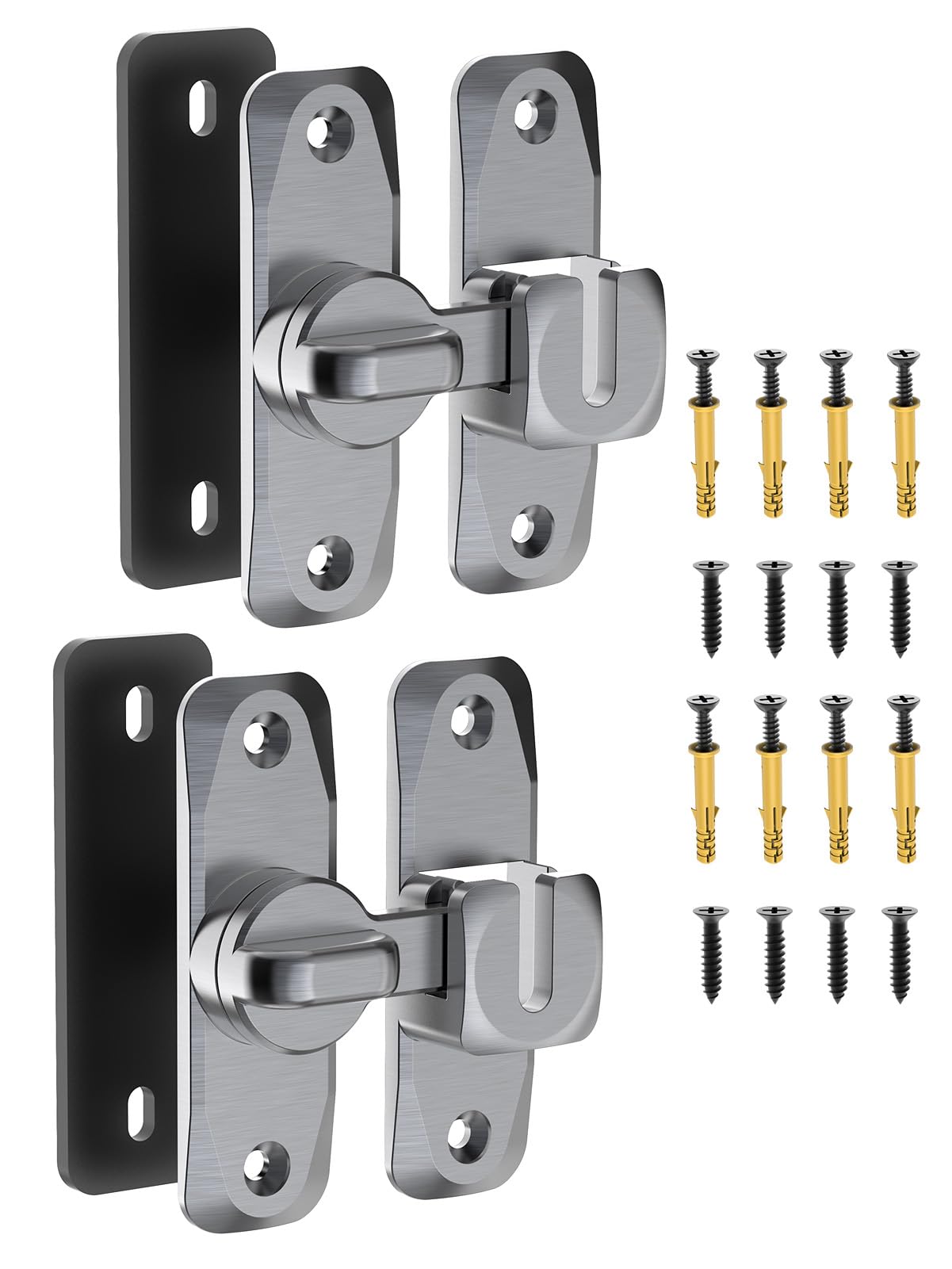MeBantoo 90/180 Degree Flip Barn Door Lock, Protect Privacy - Security Sliding Door Latch, Small Gate Latches Hardware for Barn, Garden, Bathroom, Cabinet, Window (Grey-1PCS)