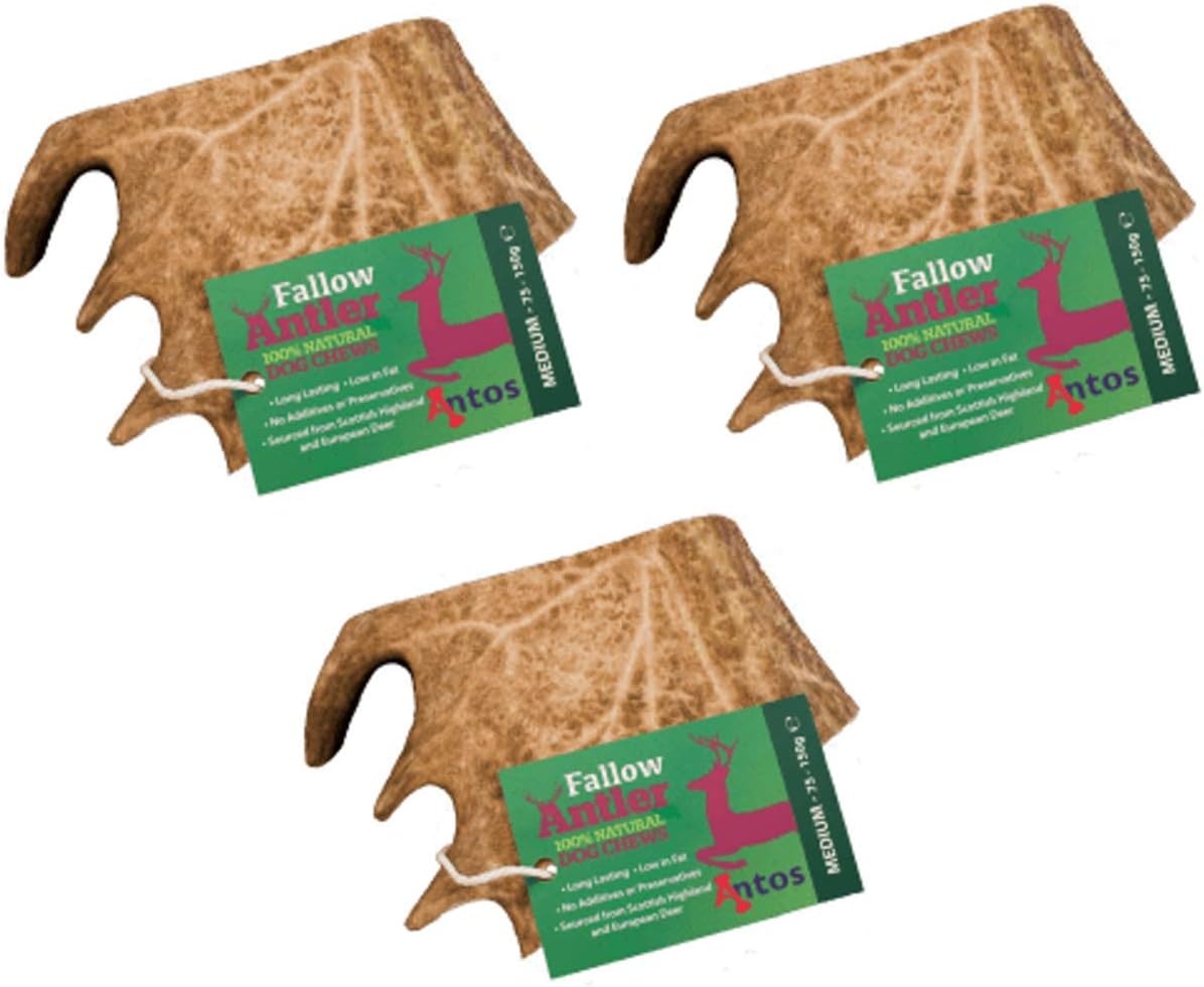 Antos Fallow Deer Antlers For Dogs Medium Pack of 3 Fallow Antler Chew