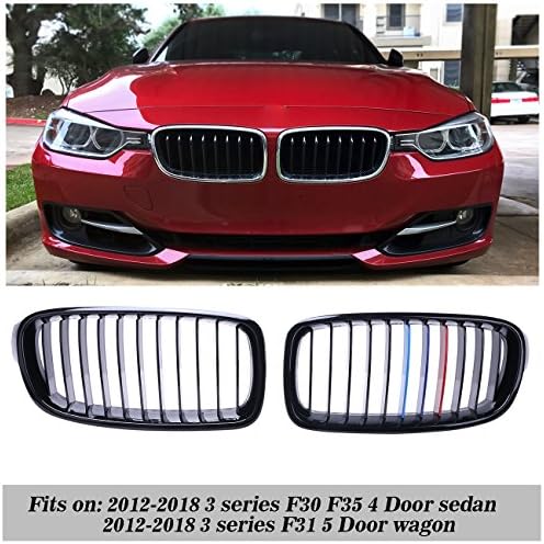 For BMW F30 F31 F35 320i 328i 335i 4-Door 2012-2018 Pair Gloss Black Front Kidney Grilles Grills 51137260 497 51137260498