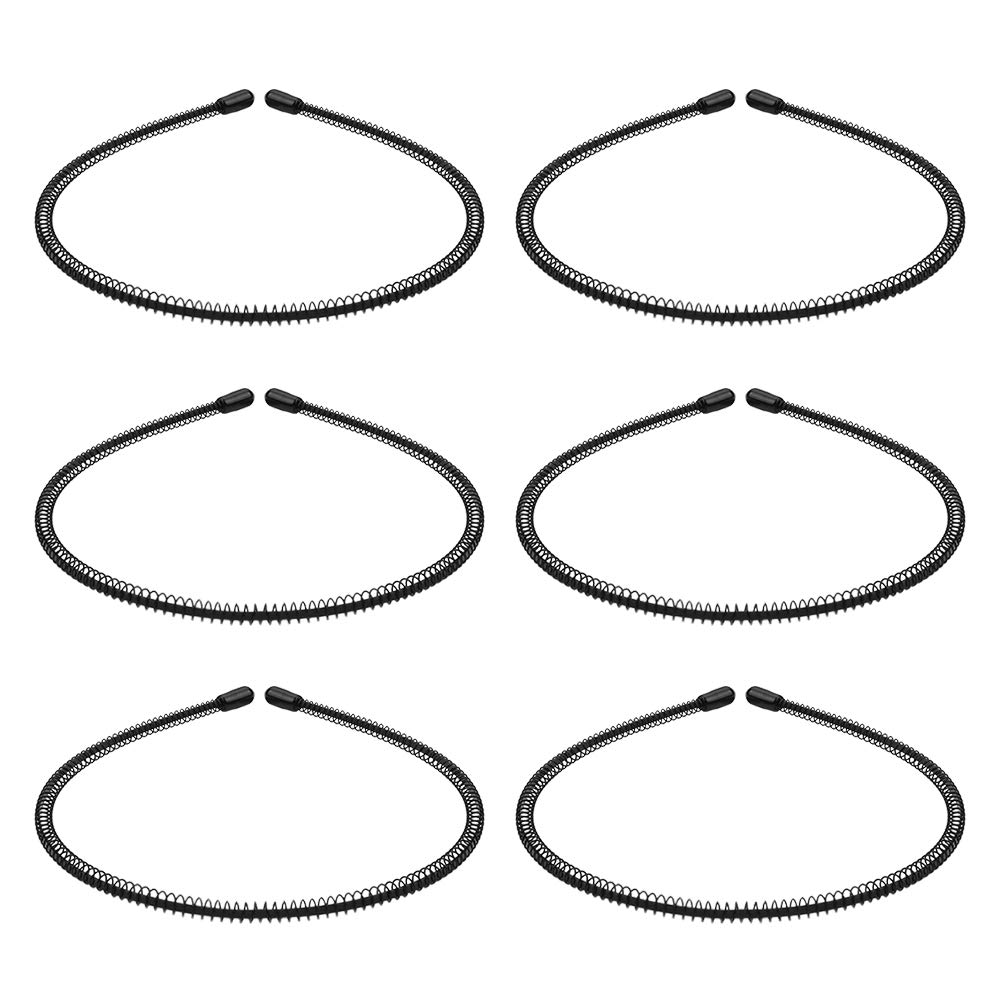 Men's Elastic 6 Pcs Metal Headband Unisex Wavy Hair Bands for Men Sport Outdoor Yoga