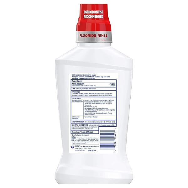 COLGATE ORTHO DEFENSE PHOS-FLUR ANTICAVITY MOUTHWASH, ALCOHOL FREE MOUTHWASH FOR BRACES, MADE WITH FLUORIDE AND PHOSPHATE TO REDUCE WHITE SPOTS AND HELP PREVENT CAVITIES, MINT, 16.9 FL OZ BOTTLE