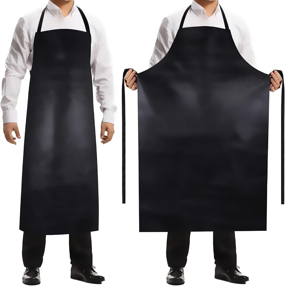 BURNTOP 2 Pack Waterproof Rubber Adjustable Apron 40" Heavy Duty Kitchen