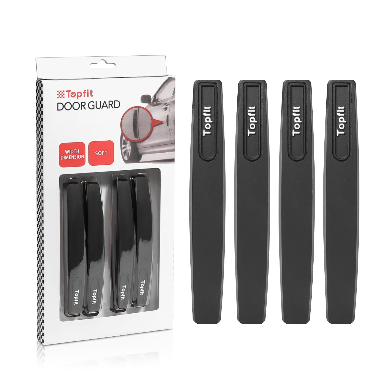 Car Side Door Guards Edge Defender Protector Trim Guard Sticker Fit for Most Car (Black 4 pcs set)