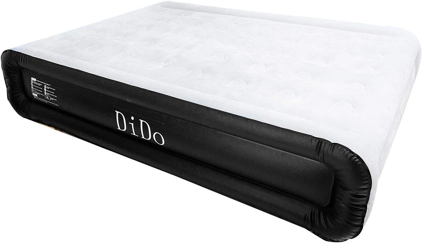 Dido Air Mattress with Built-in Pump, Queen Size Air Bed with Flocked Top and Sides, Elevated 18” Inflatable Bed Blow-up Bed for Guests: Kitchen & Dining