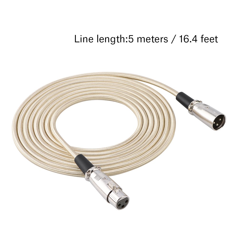 Zerone Audio 3-16ft Mic Cable Patch Cords - 3-Pin XLR Male to XLR Female Black Cables Microphone Mic Cable Audio Cord Wire (5M)