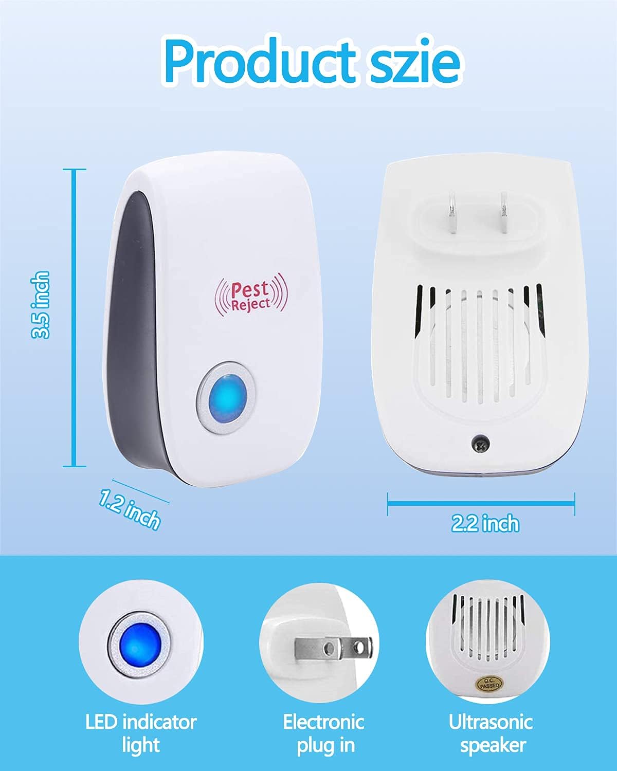 Bocianelli Ultrasonic Pest Repeller 6 Pack, Electronic Pest Repellent Plug in Indoor Pest Control for Home : Garden & Outdoor