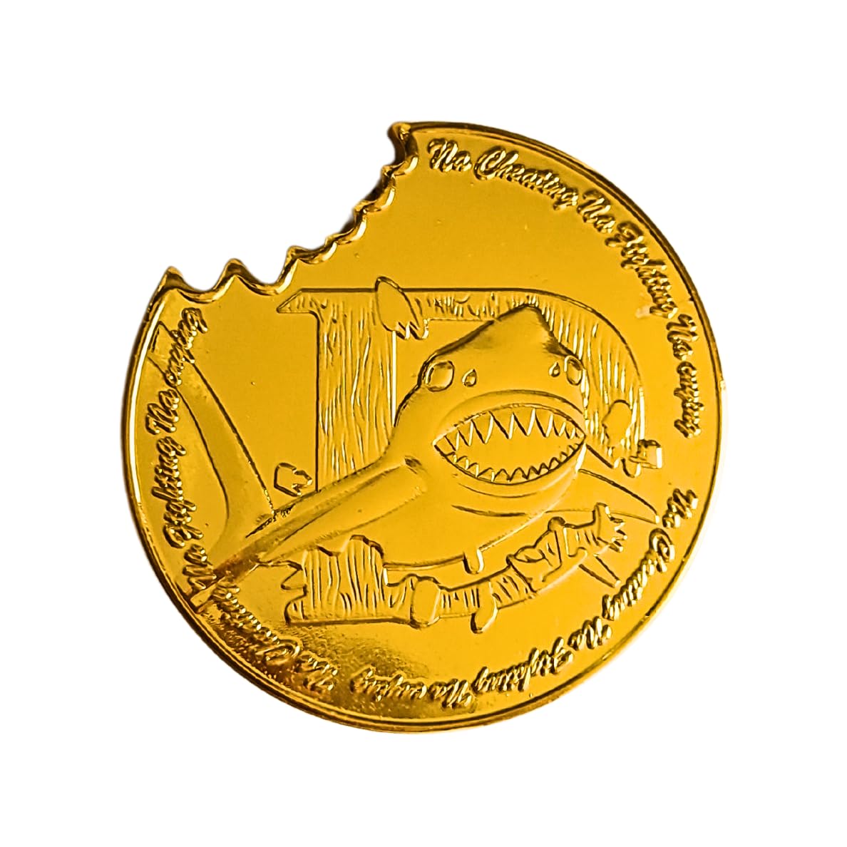 Poker Card-Guard | Shark Bite Gold Coin | 30g Gold Card Protector Chip | Plastic Protector Case Included