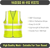 Vasego 5 Pack Hi Vis Reflective Safety Vest Yellow XL ANSI Class 2 Work Bike view 5