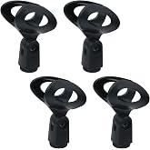 Pastlla 4Pcs Microphone Clip Rubber Flexible Mic Holder, Black, Egg-shaped | Handheld Wireless, Adjustable Angle, Inner Diameter Range 30-50mm