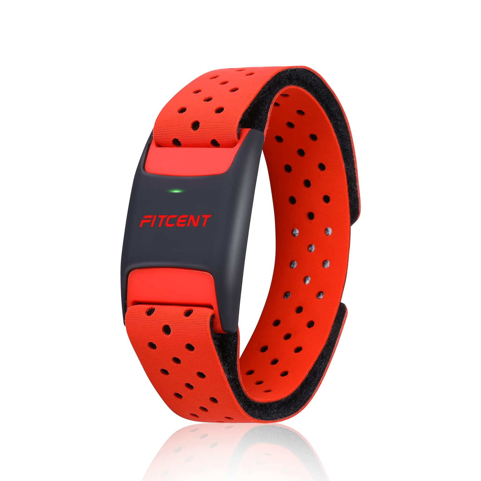 Photo 1 of FITCENT Heart Rate Monitor Armband, Bluetooth ANT+ Optical Heart Rate Sensor Arm Band, Rechargeable Fitness Tracker for Peloton Strava Zwift Polar Beat DDP Yoga Wahoo Fitness (Red)
